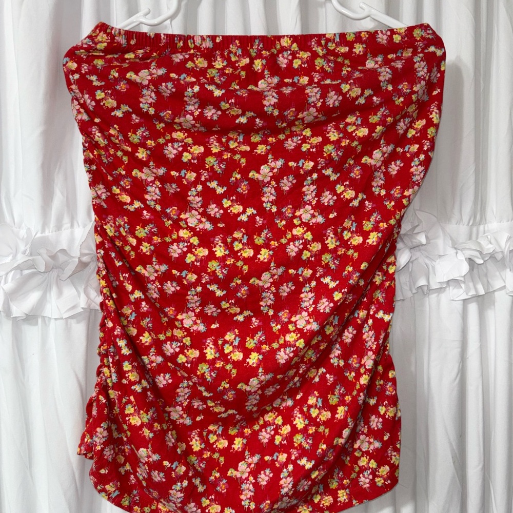 Red Floral Patterned Skirt